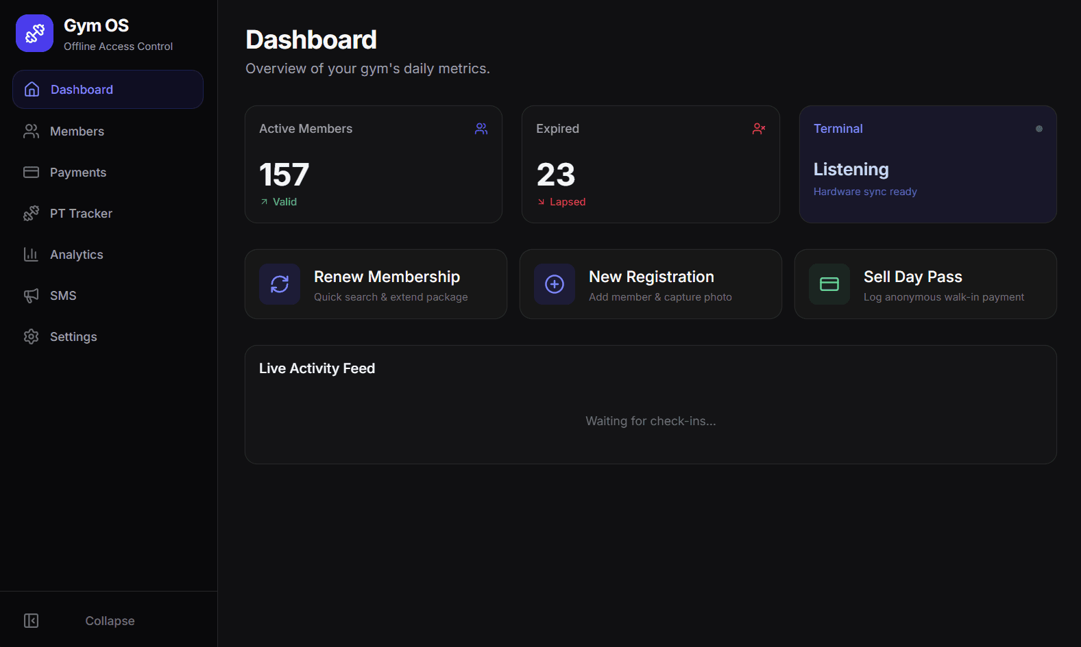 Gym OS dashboard screenshot